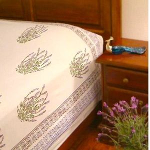 NWOT Saffron Marigold Lavender Block Printed King Duvet Cover + 4 Pillow Covers